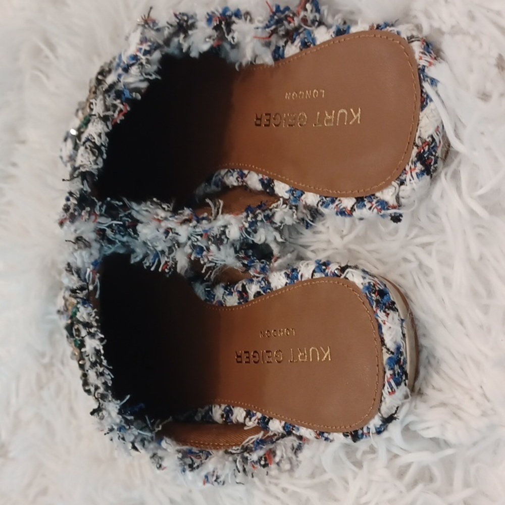 Kurt Geiger London Olive Eye Tweed Crystal Embellished Eye Mules SZ EU 38.5 NEW - Picture 6 of 9